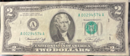 1976 $2 Bicentennial Bill low # A 00294574 A - €18,59 EUR