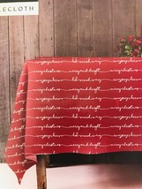 Nanette Lepore Fabric Tablecloth Merry Christmas Red 60&quot; X 48&quot; Oblong Ho... - $49.49