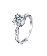 U Basket Four Claw 1Ct Round Moissanite 14k White Gold Over Engagement Ring - £60.92 GBP