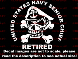 US Navy Senior Chief Retired Decal Bumper Sticker Made in the USA USN - £5.28 GBP+