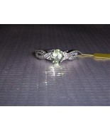 RARE GREEN SILLIMANITE OVAL SOLITAIRE &amp; DIAMOND RING, SILVER, SIZE 9, 1.... - £39.32 GBP