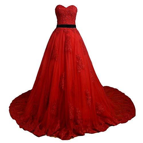 Plus Size Vintage Lace Long A Line Prom Dress Strapless Wedding Gown Red US 16W
