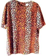 Le Suit Leopard Cat Animal Print Silky Dress Top  Size 8 - £17.62 GBP