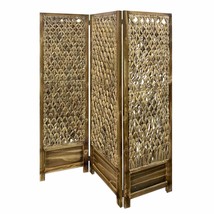 Casual Wood And Seagrass Three Panel Room Divider Screen - $8,881.32 MXN