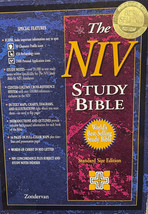 NIV Study BIBLE Navy Genuine Leather 10th Anniversary - £135.67 GBP