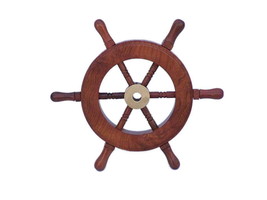 [Pack Of 2] Deluxe Class Wood and Brass Decorative Ship Wheel 6&quot;&quot; - £44.31 GBP