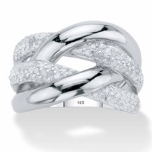 PalmBeach Jewelry 1/2 TCW Round Platinum Plated Silver Diamond Crossover Ring - £89.40 GBP
