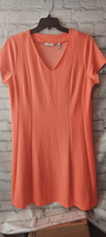 Isaac Mizrahi Live Womens Large Pebble Knit Paneled Dress Orange V Neck Stretch - £27.82 GBP