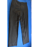 MEN&#39;S FLAT FRONT BLACK ON BLACK PIN STRIPED SUIT WORK CASUAL DRESS PANTS... - $30.00 CAD