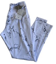 Buffbunny Elysium Leggings Womens L White Marble Compression Stretch NWT - $27.83