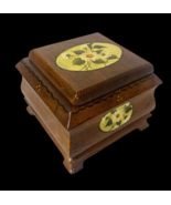 Wooden Trinket Box Handpainted Daisy Floral Chunky Vintage Jewelry Folk ... - $49.39