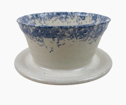 Miller Studio Art Pottery Blue Speckled Bowl Artesian Decor Spongeware Signed - £16.26 GBP