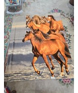 Vintage COPA Beach Towel 51&quot; x 65&quot; Horse Towel Trotting Beach Horses  Clean - $45.54 CAD