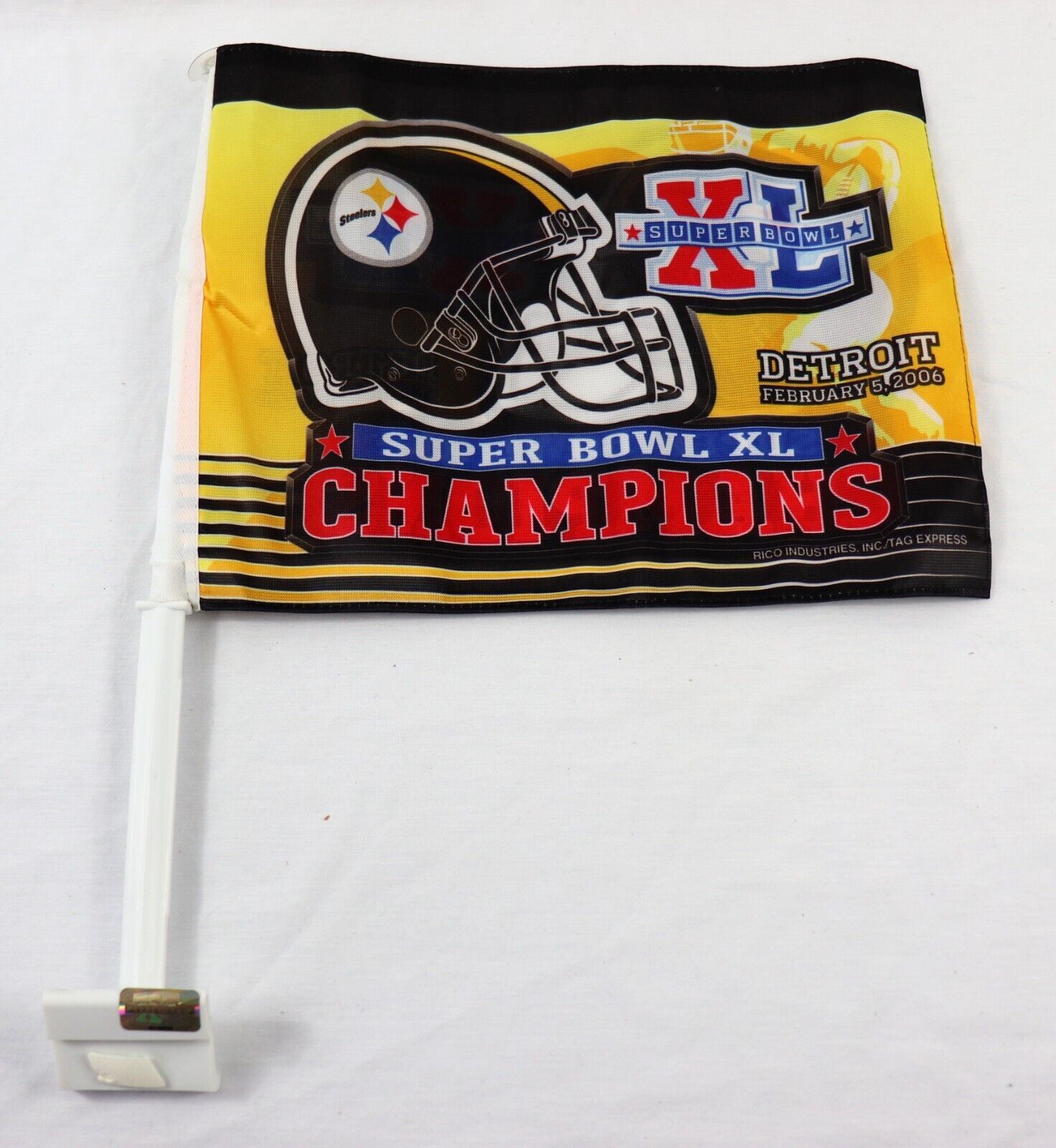 VINTAGE 2006 NFL Pittsburgh Steelers Super Bowl Champs Car Flag - £11.66 GBP