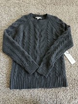Rachel Zoe Gray Women Chunky Cable Knit Crew Neck Sweatshirt Sweater Siz... - £18.63 GBP