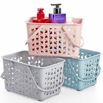 Set Of 3 Plastic Shower Caddy Basket, Portable Shower Tote Storage Bin With Hand - $25.99