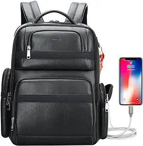 40L Genuine Business Leather Laptop Professional Backpack For Men 15.6 Inch Comp - £432.69 GBP