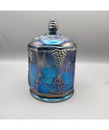 VTG Indiana Carnival Glass Harvest Grapes Iridescent Blue Canister Candy... - $34.67 CAD