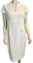 Calvin Klein White Short Sleeve V Neck Lined Pencil Dress Size 12 - £29.89 GBP