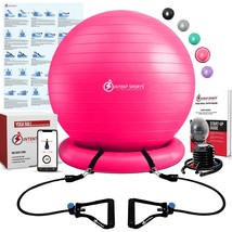 Yoga Ball Chair  Stability Ball With Inflatable Stability Base &amp; Resista... - £58.76 GBP