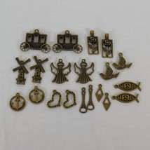 20 Mixed Lot Bronze Tone Charms DIY Jewelry Making Angel Lighthouse Heart Anchor - £7.70 GBP