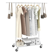 VEVOR Single Bar Heavy Duty Commercial Garment Rack Rolling Collapsible Shelf - £74.71 GBP