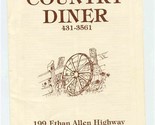 Country Diner Menu Ethan Allen Highway Ridgefield Connecticut - £14.19 GBP