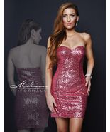 Milano Formals E1670 Light Fuchsia Pink Sequins Strapless Party Mini Dre... - £77.32 GBP