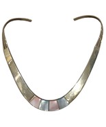 Vintage Sterling Silver 925 Collar Necklace Mother Of Pearl - $150.55 CAD