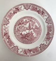 Antique Vintage Villeroy &amp; Boch Wallerfangen Saar-Basin Red Asian Temple Plate - £23.56 GBP