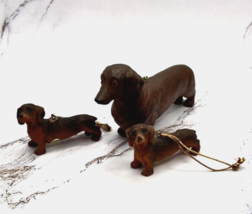 Dachshund Weiner Dog Puppies Brown Resin Ornaments Lot Of 3 One Large 2 ... - £6.91 GBP