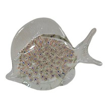 Millefiori Art Glass Angel Fish Paperweight Hand Blown Murano MultiColor 7&quot; - £38.31 GBP