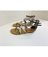 BlowFish Malibu Kids Girls Sz 3.5 Gladiator Sandal Silver Bronze Back Zip - $13.86