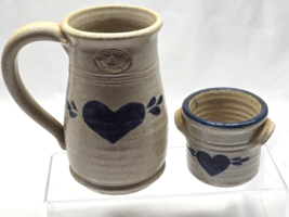 Vintage PINEWOOD VALLEY POTTERY 6&quot; Pitcher / Mug And Matching Cup Cobalt... - $25.49