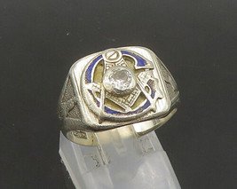 14K GOLD - Vintage Antique 1/4 Carat Diamond Masonic Band Ring Sz 7 - GR252 - £655.94 GBP