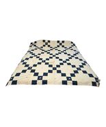 Vintage Handmade Blue &amp; White Patchwork Quilt Cutter Quilt 64x64 Primiti... - $43.20