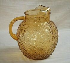 Milano Honey Gold by Anchor Hocking Ball Pitcher Textured Designs Vintag... - $49.49