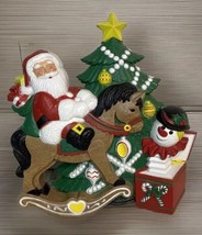 Santa Claus Rocking Horse Wall Hang Christmas Tree Holiday Theme Burwood Vintage - $10.77