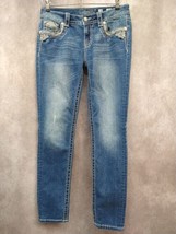 Miss Me Signature Skinny Jeans Pants Sz 28 Embroidered Aztec Arrowhead Distress - £31.45 GBP