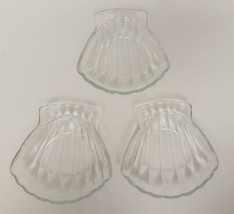 VTG Sovirel France Clam Shell Clear Glass Dish Plate Bowl Appetizer Butter Set 3 - £34.37 GBP