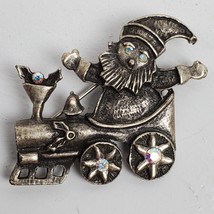 Vintage Statement Pewter Brooch Christmas Choo Choo Train 1.5 Inch Pin - £10.11 GBP