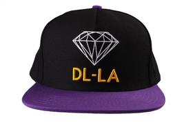 Diamond Supply Co Dl-La Nero Giallo Snapback Cotone Hat Logo Bianco Ricamato - £23.73 GBP