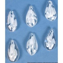 6 Pack White Lampwork Glass Pendant Bead Teardrop Flower - $18.86