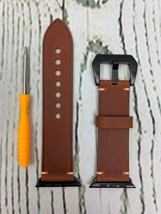 Fits Smart Watch Band 42mm Genuine Leather Strap Dark Brown - £12.69 GBP