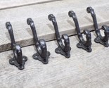 5 BLACK COAT HOOKS IRON ANTIQUE LOOK HAT HOOK SMALL BATHROOM HARDWARE KE... - $14.49