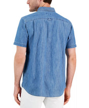 Mens Chambray Short Sleeve Button Up Shirt Blue Size Medium CLUB ROOM $49 - NWT - £14.14 GBP