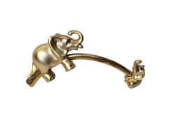 Vintage Gold Tone Elephant Trunk Up Mother and Baby Rhinestone Eyes Pin ... - £18.27 GBP