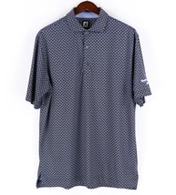 FootJoy Lisle Ogee Print Golf Polo Mens Large Black/White/Royal Green Va... - £22.51 GBP