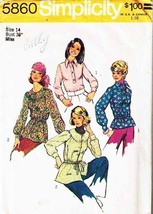 Vintage 1973 Misses&#39; BLOUSES Simplicity Pattern 5860-s Size 14 - $12.00
