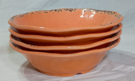 Set of 4 Tommy Bahama Rustic Crackle Melamine Coral Apricot Orange Bowls... - $22.53
